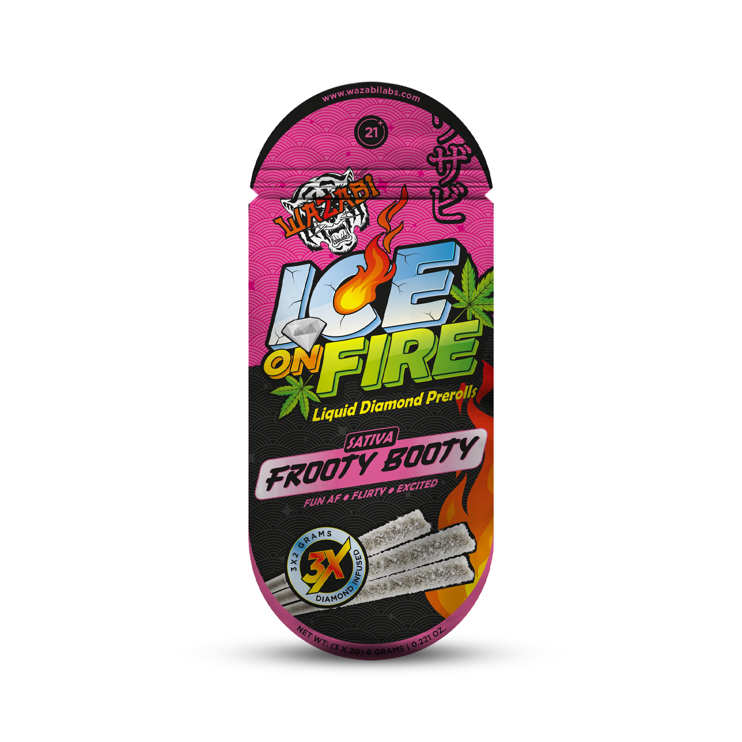Wazabi Exotics Ice On Fire Pre Rolls 2g 3ct