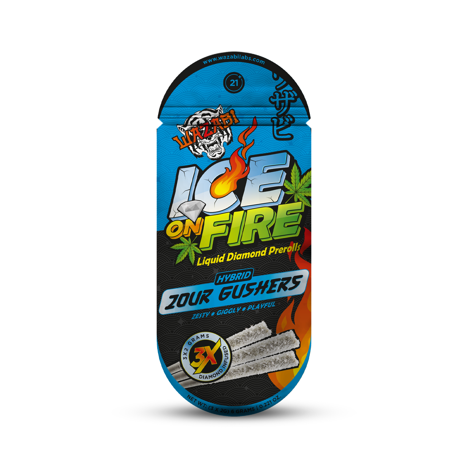 Wazabi Exotics Ice On Fire Pre Rolls 2g 3ct