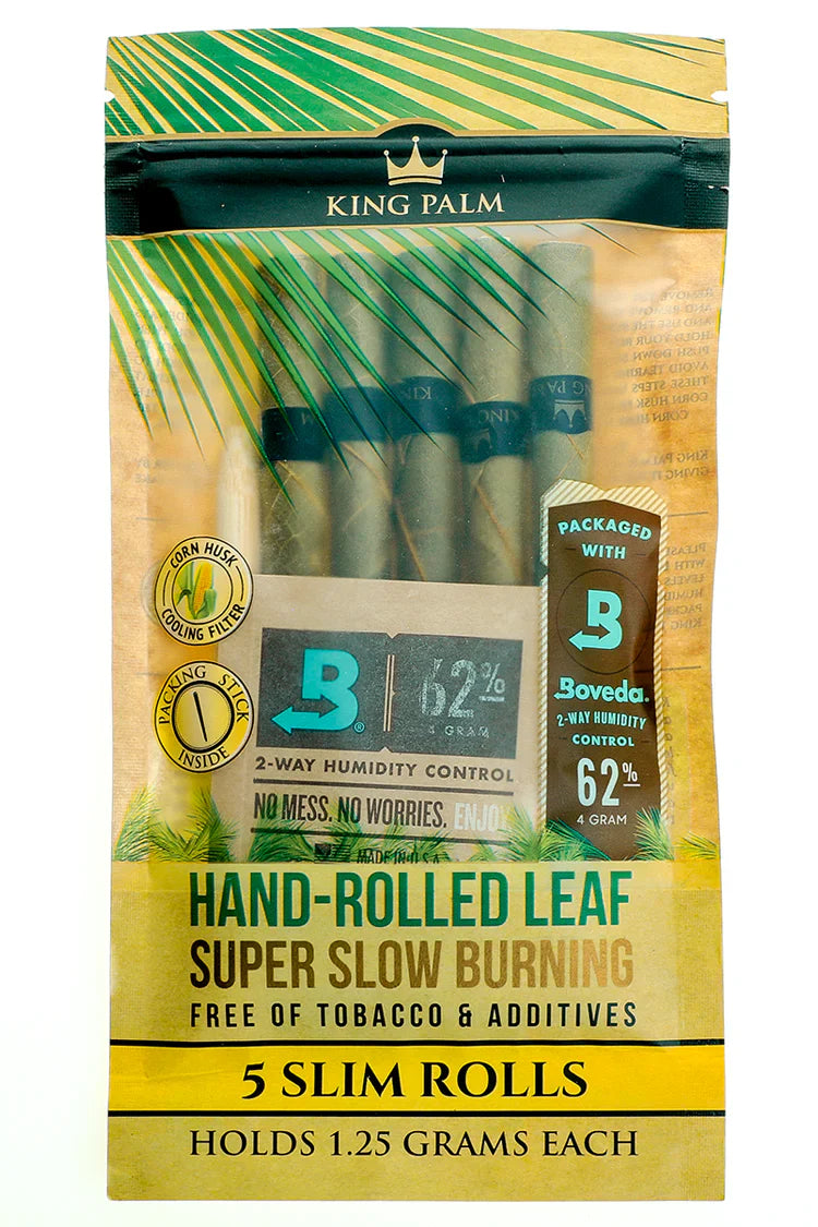 King Plam Slim Size Rollies Super Slow Burner - 5 Rollies Per Pack - 15 Packs Per Display