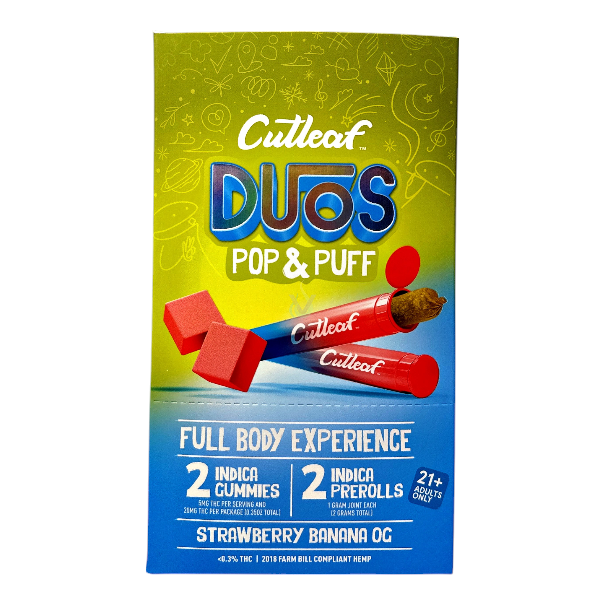 CutLeaf Duos Pop + Puff 2 Gummies (20mg) + 2 Prerolls (2g)