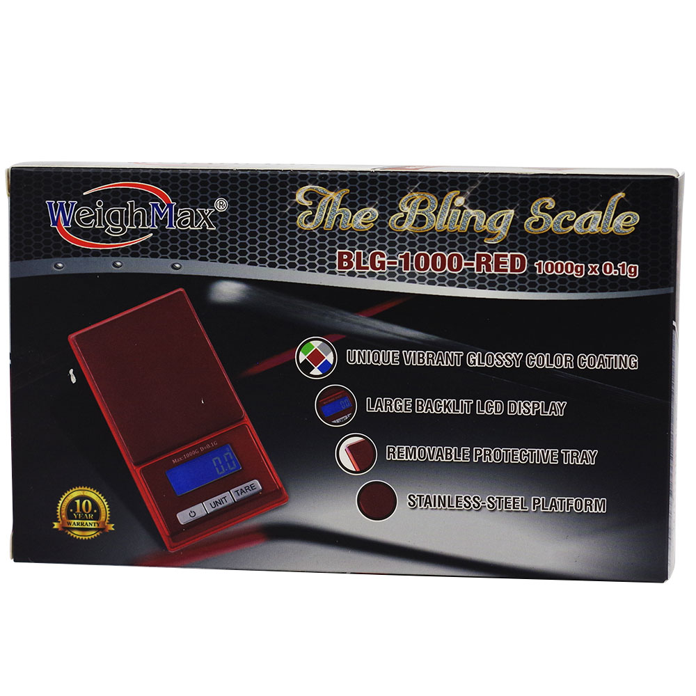 WeighMax BLG Bling Digital Pocket Scale 1000g x 0.1g Red
