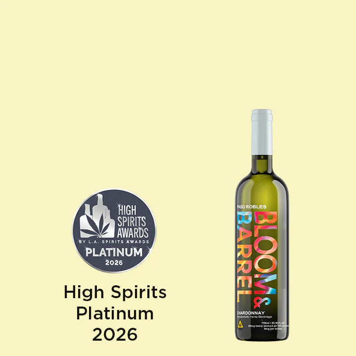Bloom & Barrel Chardonnay 375ml THC-infused non-alcoholic white wine bottle