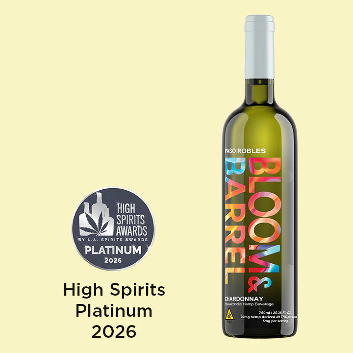 Bloom & Barrel Chardonnay 750ml THC-infused non-alcoholic white wine bottle