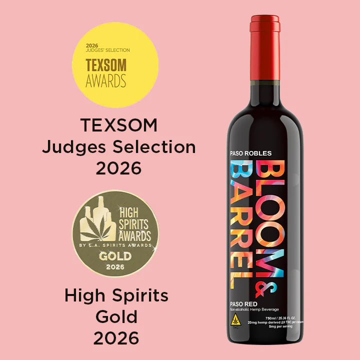 Bloom & Barrel Paso Red 750ml THC-infused non-alcoholic red wine bottle