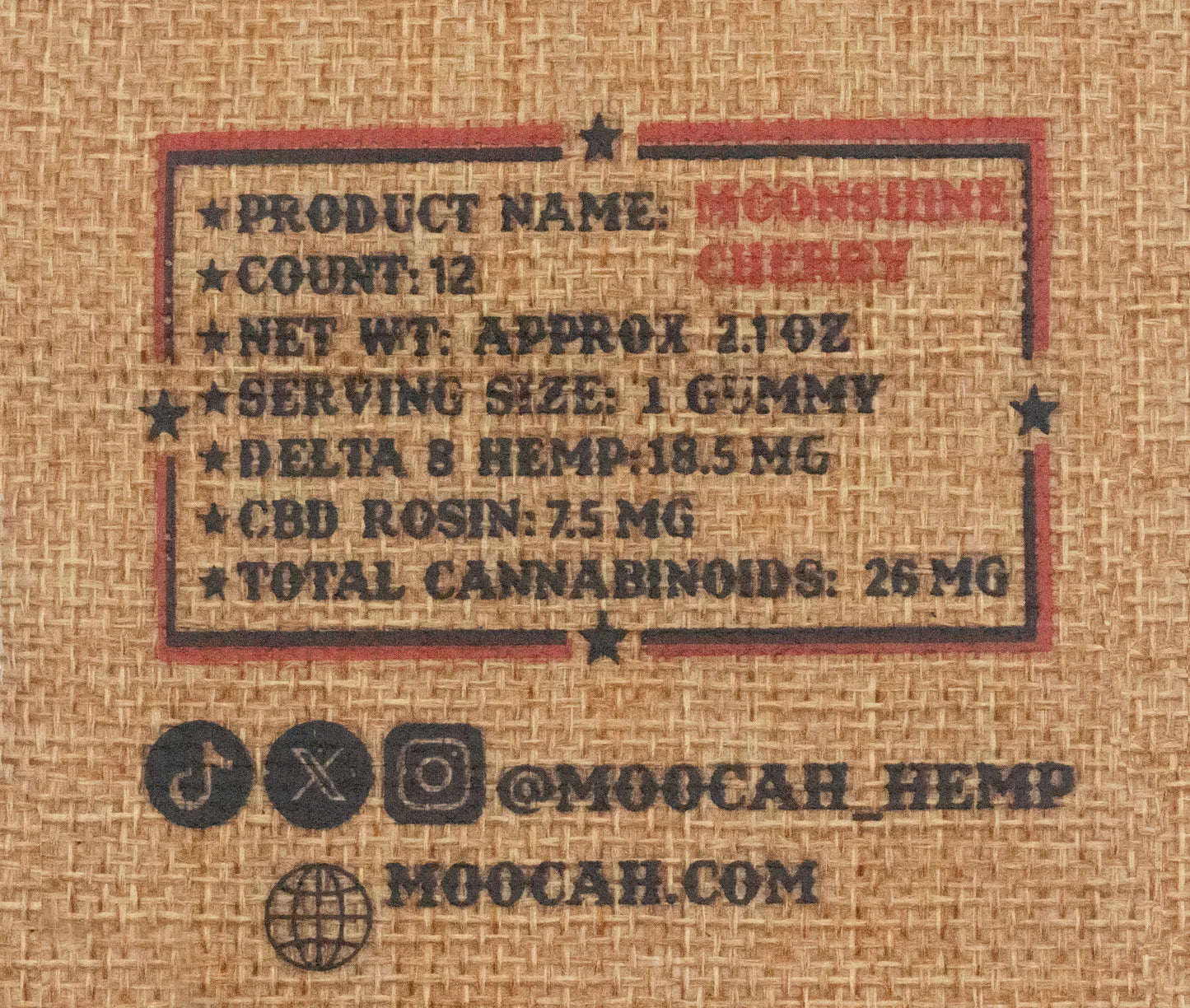 Moocah 20mg D8 + 5mg CBD rosin - 6 or 12 ct