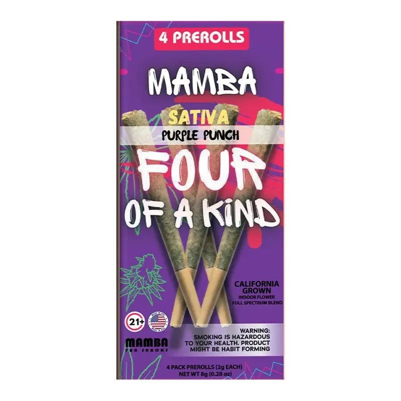 Mamba Madness Four of a Kind Full Spectrum THCa Pre-Rolls 8g
