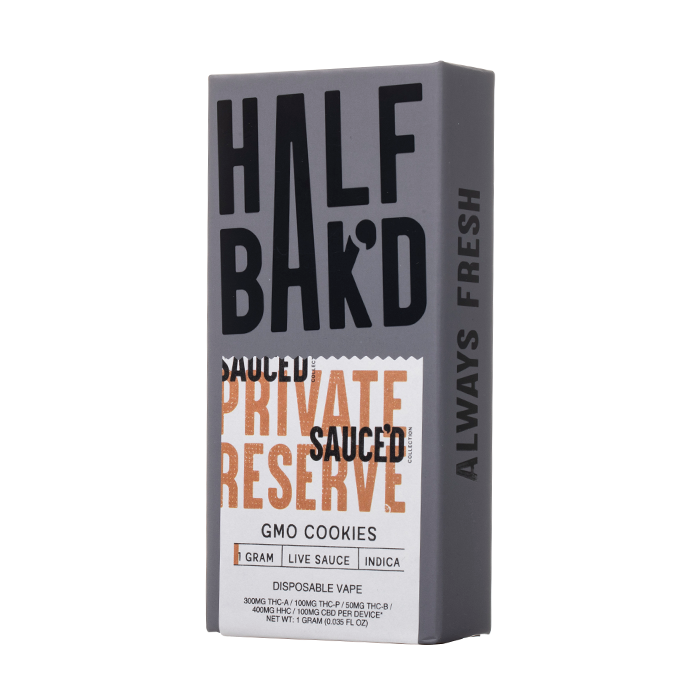 Half Bak'd Sauce'd Private Reserve Live Resin Disposable 1G