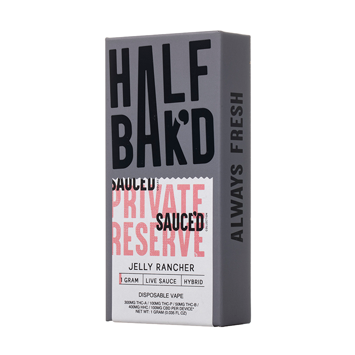 Half Bak'd Sauce'd Private Reserve Live Resin Disposable 1G