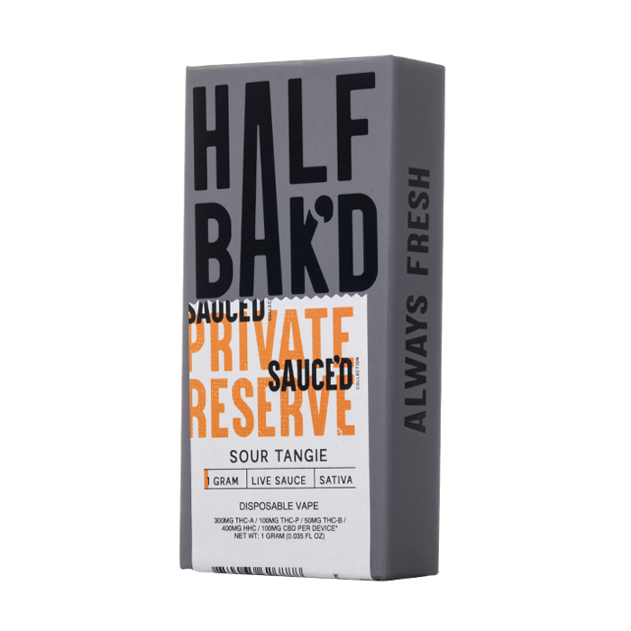 Half Bak'd Sauce'd Private Reserve Live Resin Disposable 1G
