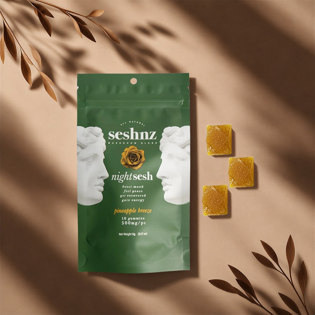Seshnz Night Sesh Mushroom Blend Gummies Pineapple Breeze 10ct bag