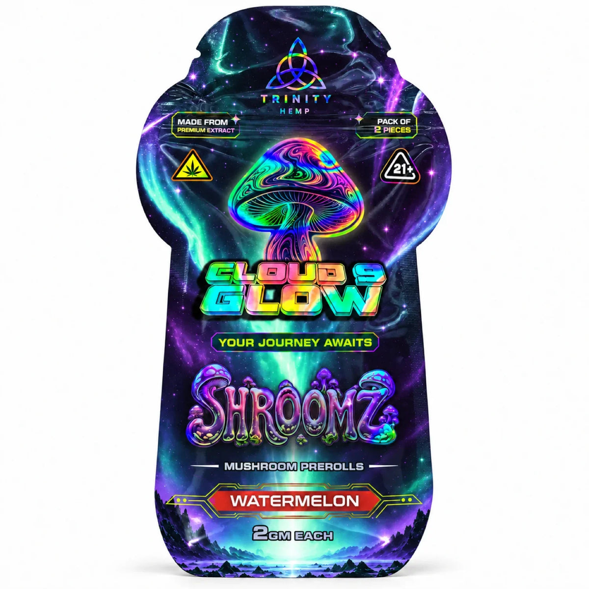Trinity Hemp Cloud 9 Glow Shroomz Mushroom Prerolls 2g 2ct