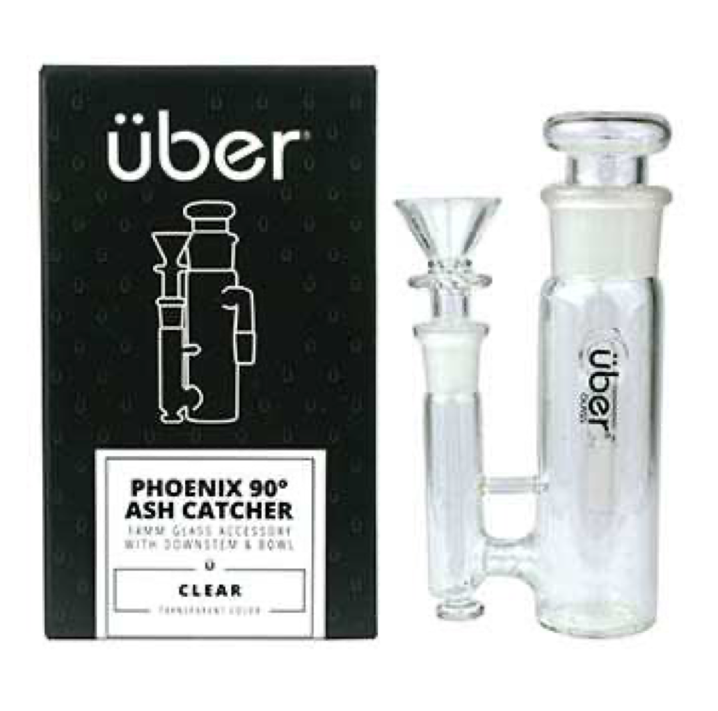 Uber 14mm Ash Catcher w/ Downstem & Bowl - Clear Phoenix 90°
