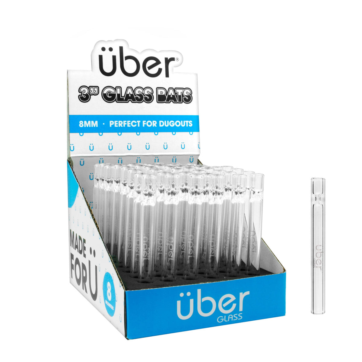 Uber Glass 3" Bat Display 48CT/BX Clear