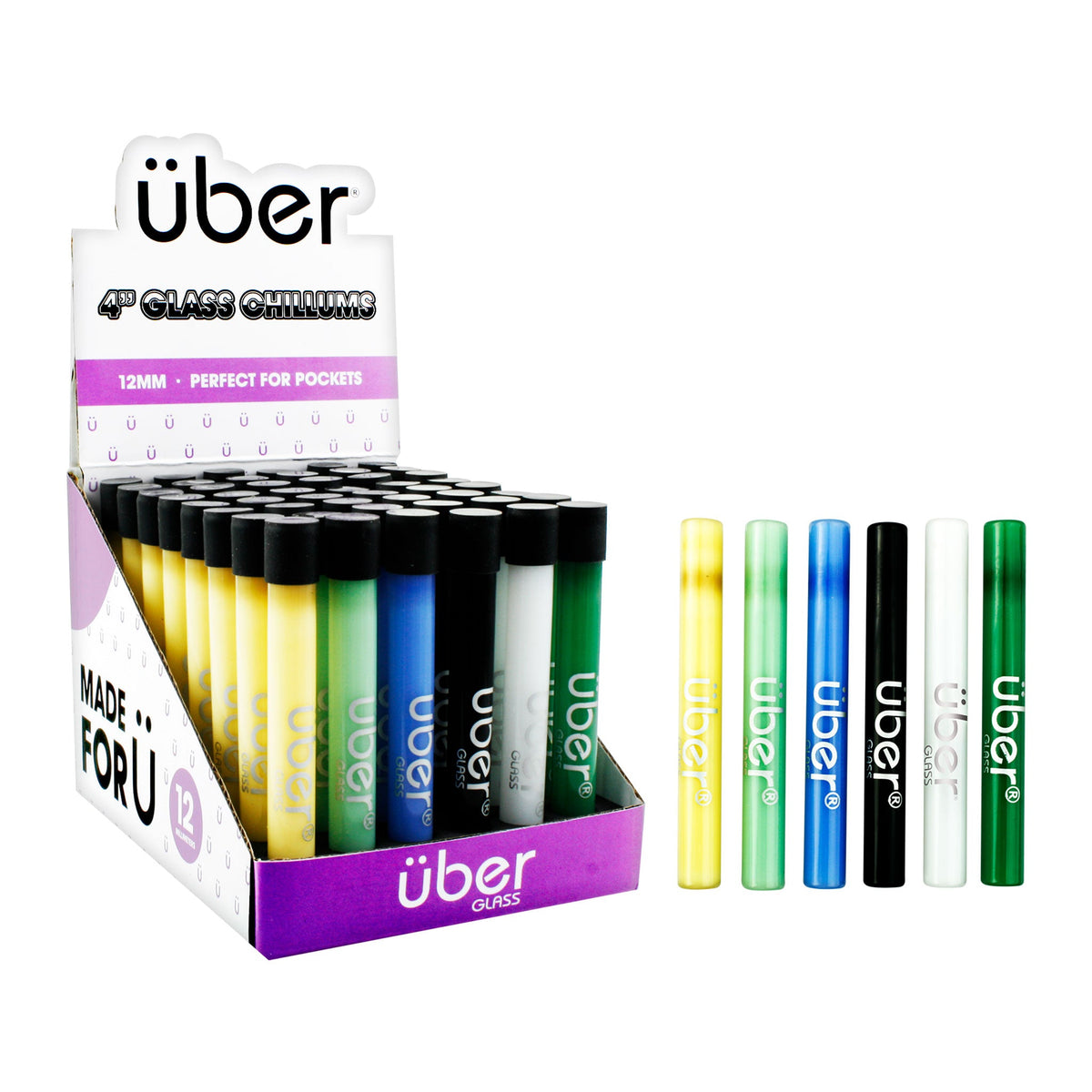 Uber Glass 4" Chillum Display 48CT/BX Solid Colors
