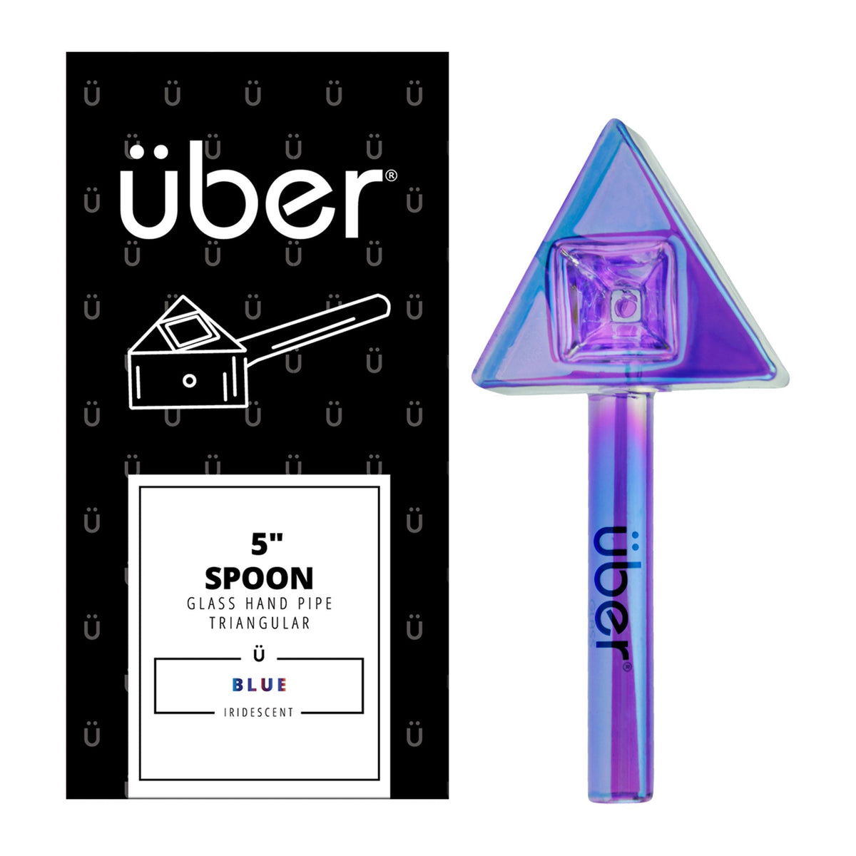 Uber Glass 5" Iridescent Spoon Triangular Blue