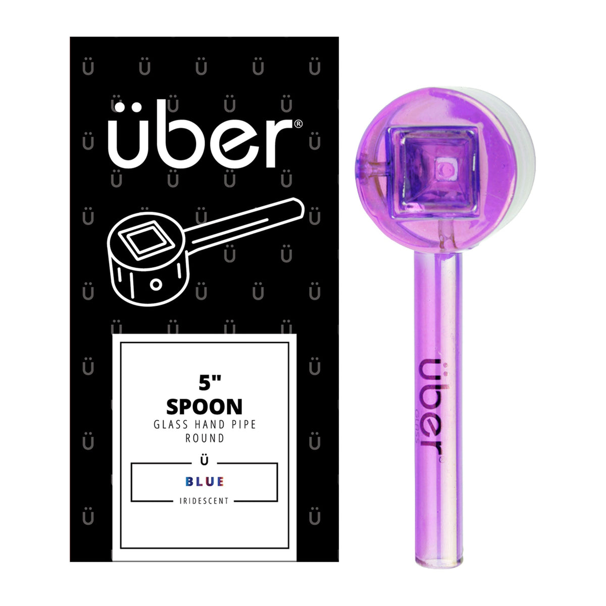 Uber Glass 5" Iridescent Spoon Round Blue