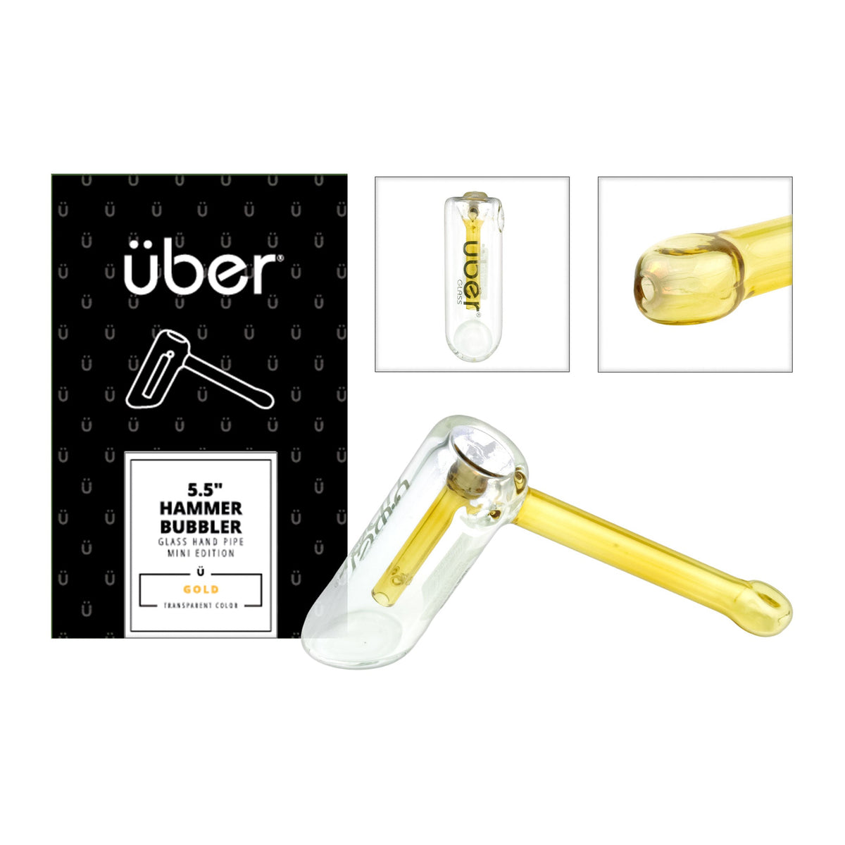 Uber 5.5" Mini Hammer Bubbler Gold