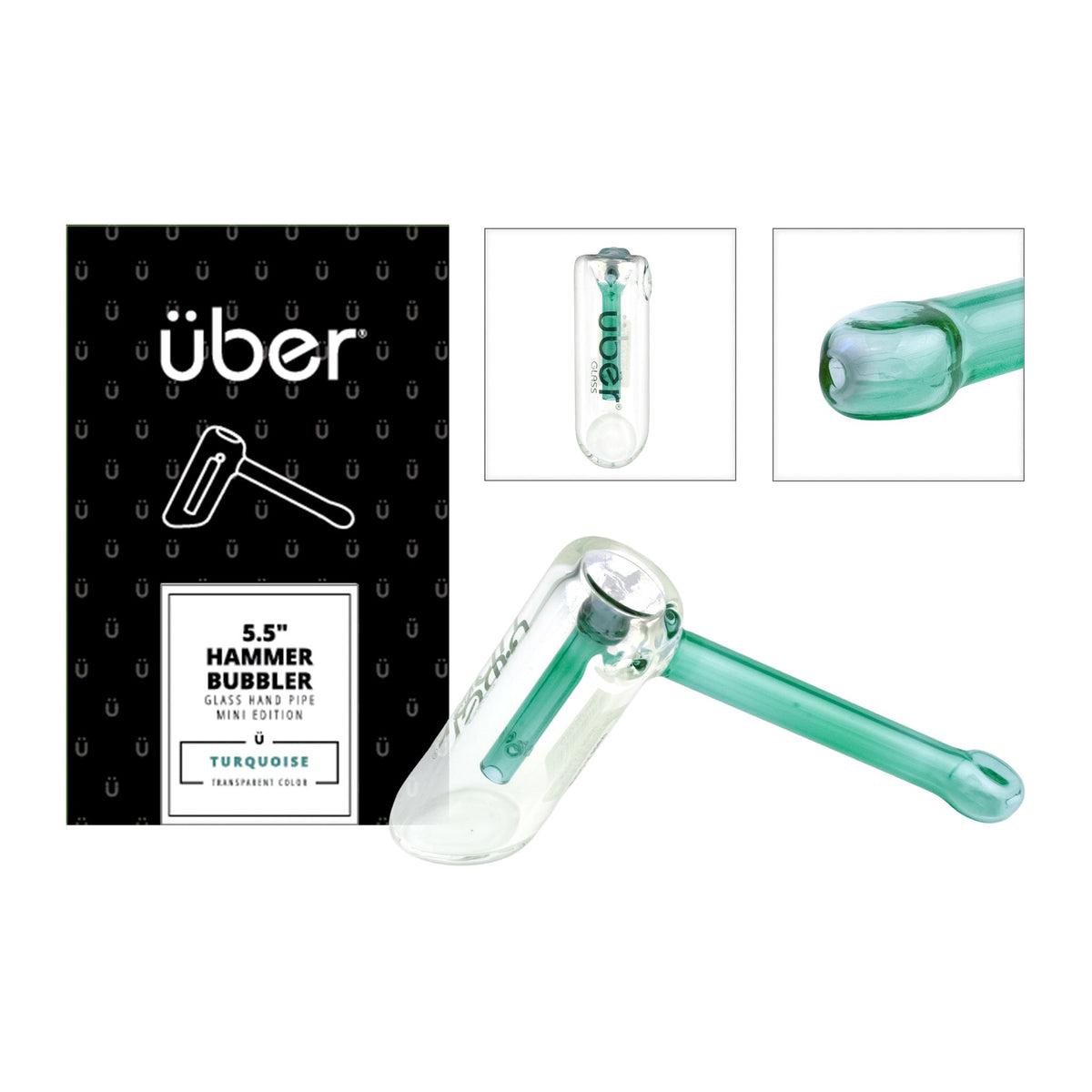 Uber 5.5" Mini Hammer Bubbler Turquoise