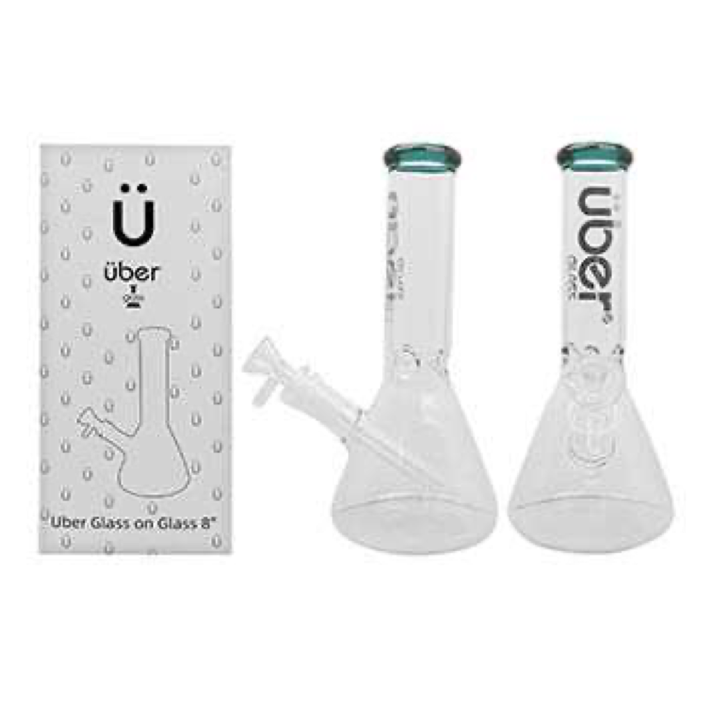 Uber GOG 8" Beaker Waterpipe Clear Turquoise