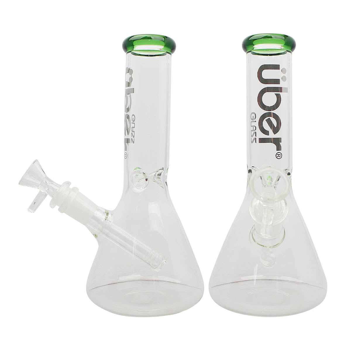 Uber GOG 8" Beaker Waterpipe Clear Green