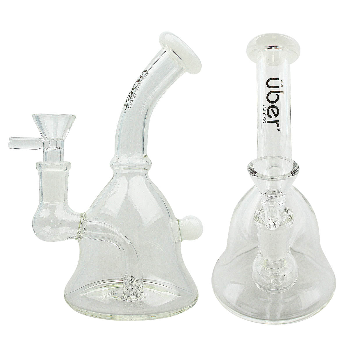 Uber 6" (4mm) Stemless Bent Neck Waterpipe - Style 001 White