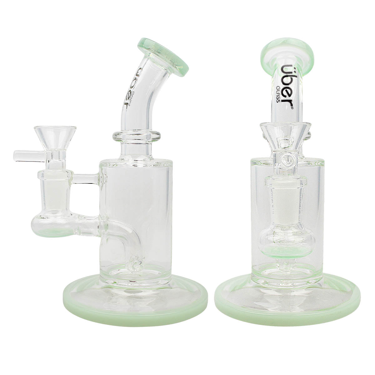 Uber 6" (4mm) Stemless Bent Neck Waterpipe - Style 003 Jade Green