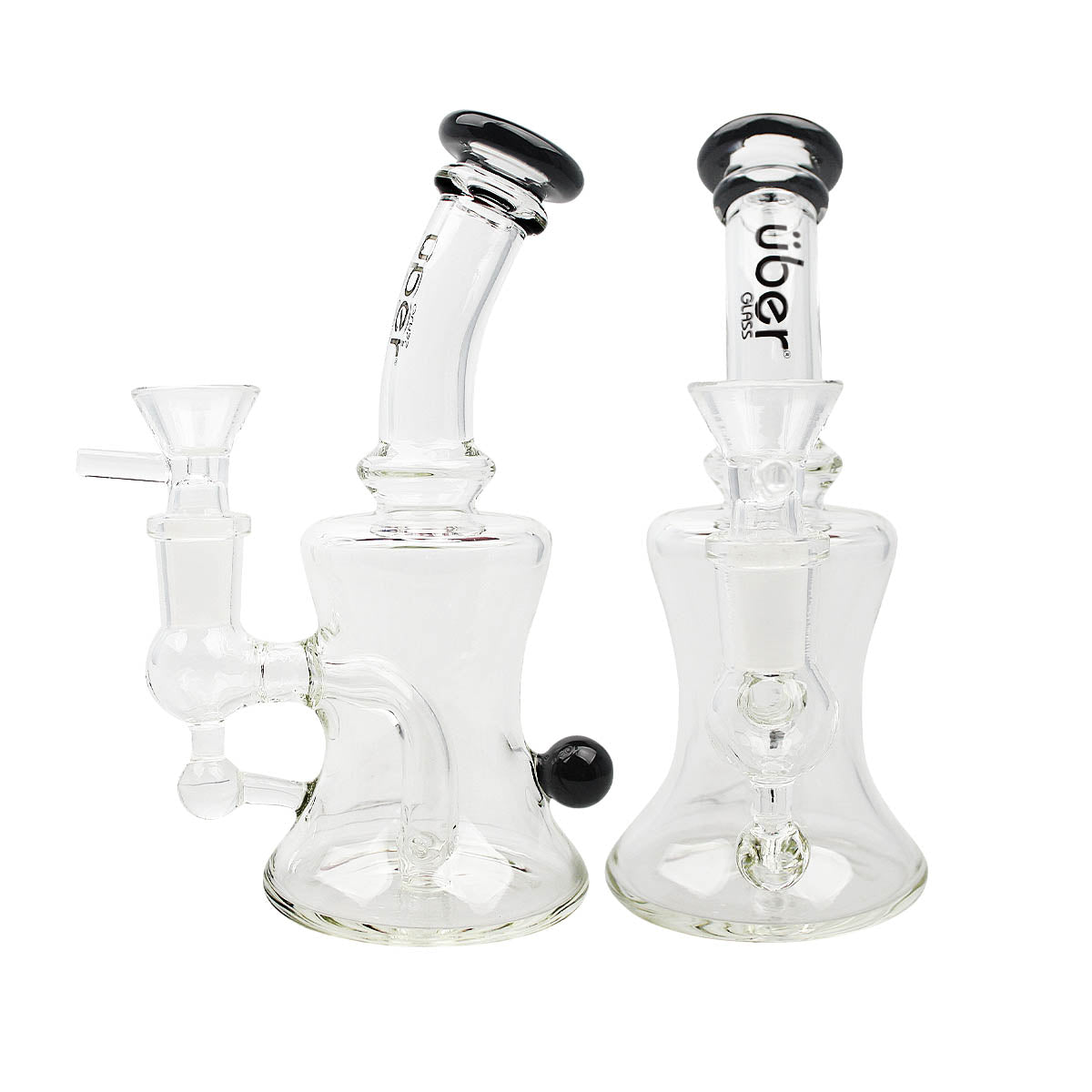 Uber 6" (4mm) Bent Neck Waterpipe w/ Ash Catcher - Style 004 Black