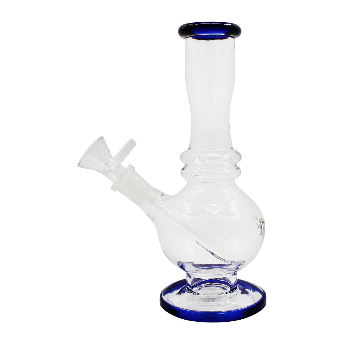 Uber 7" (5mm) Round Base Waterpipe w/ Ice Pinch Blue