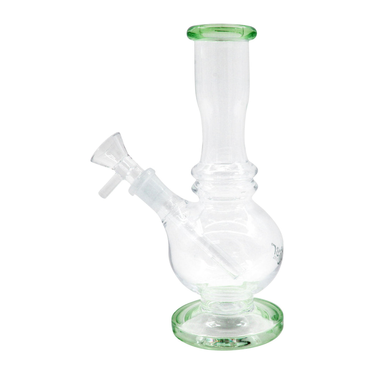 Uber 7" (5mm) Round Base Waterpipe w/ Ice Pinch Green