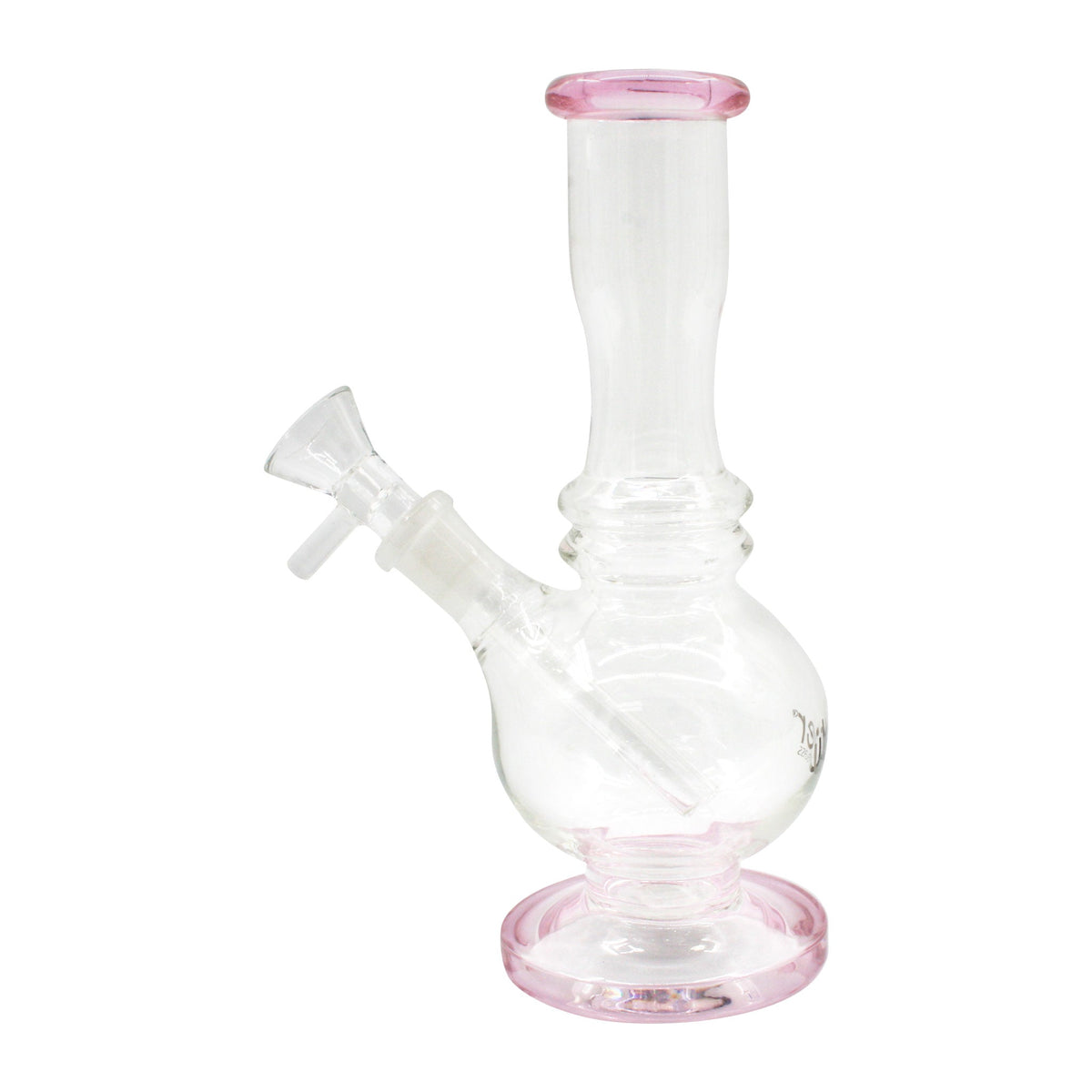 Uber 7" (5mm) Round Base Waterpipe w/ Ice Pinch Pink