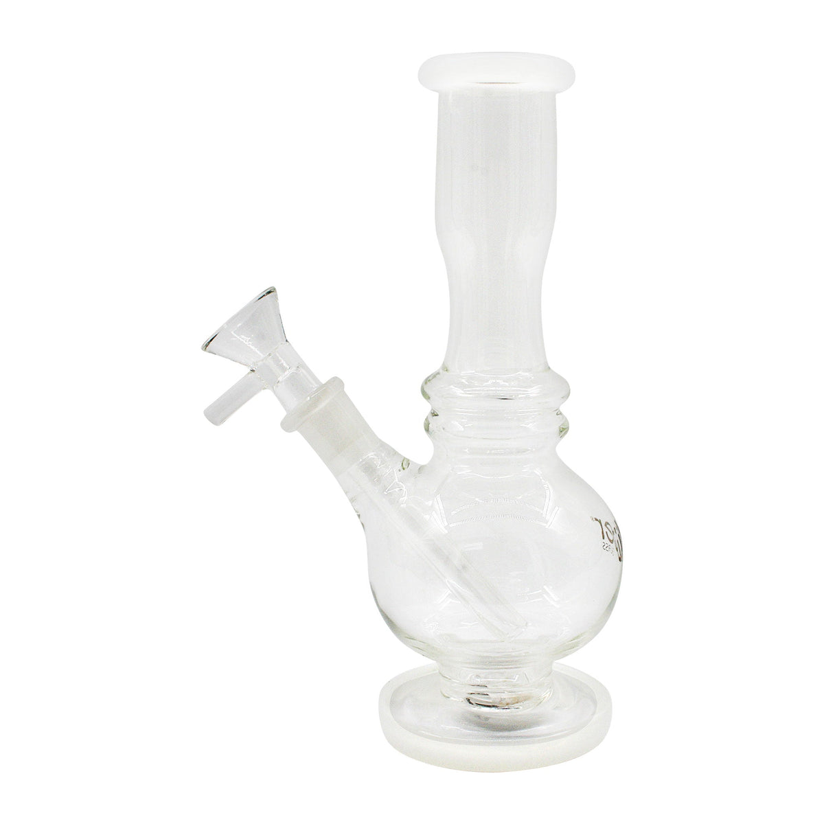 Uber 7" (5mm) Round Base Waterpipe w/ Ice Pinch White