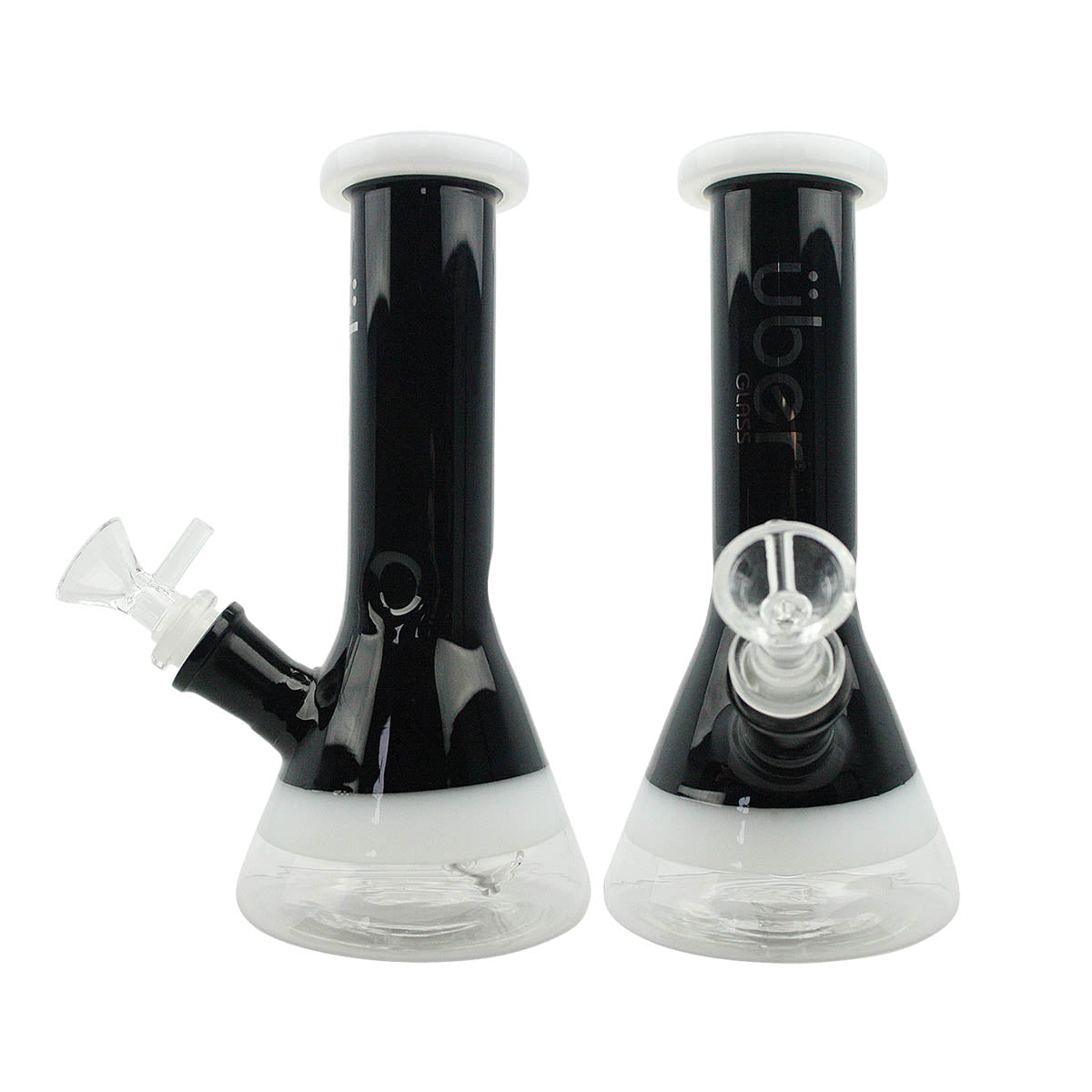 Uber 8" (4mm) Beaker Two Toned Waterpipe Black