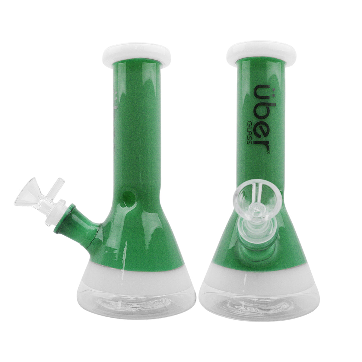 Uber 8" (4mm) Beaker Two Toned Waterpipe Jade Green