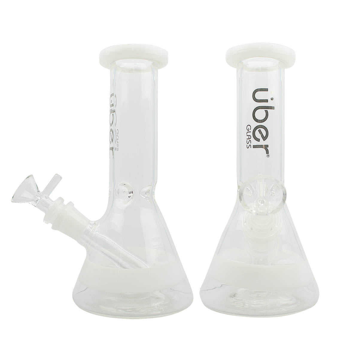 Uber 8" (4mm) Beaker Two Toned Waterpipe White