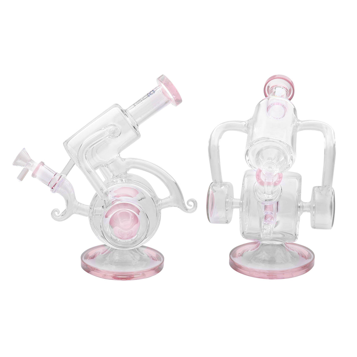 Uber 9" (5mm) Glass Recycler Waterpipe - Style 001 Pink