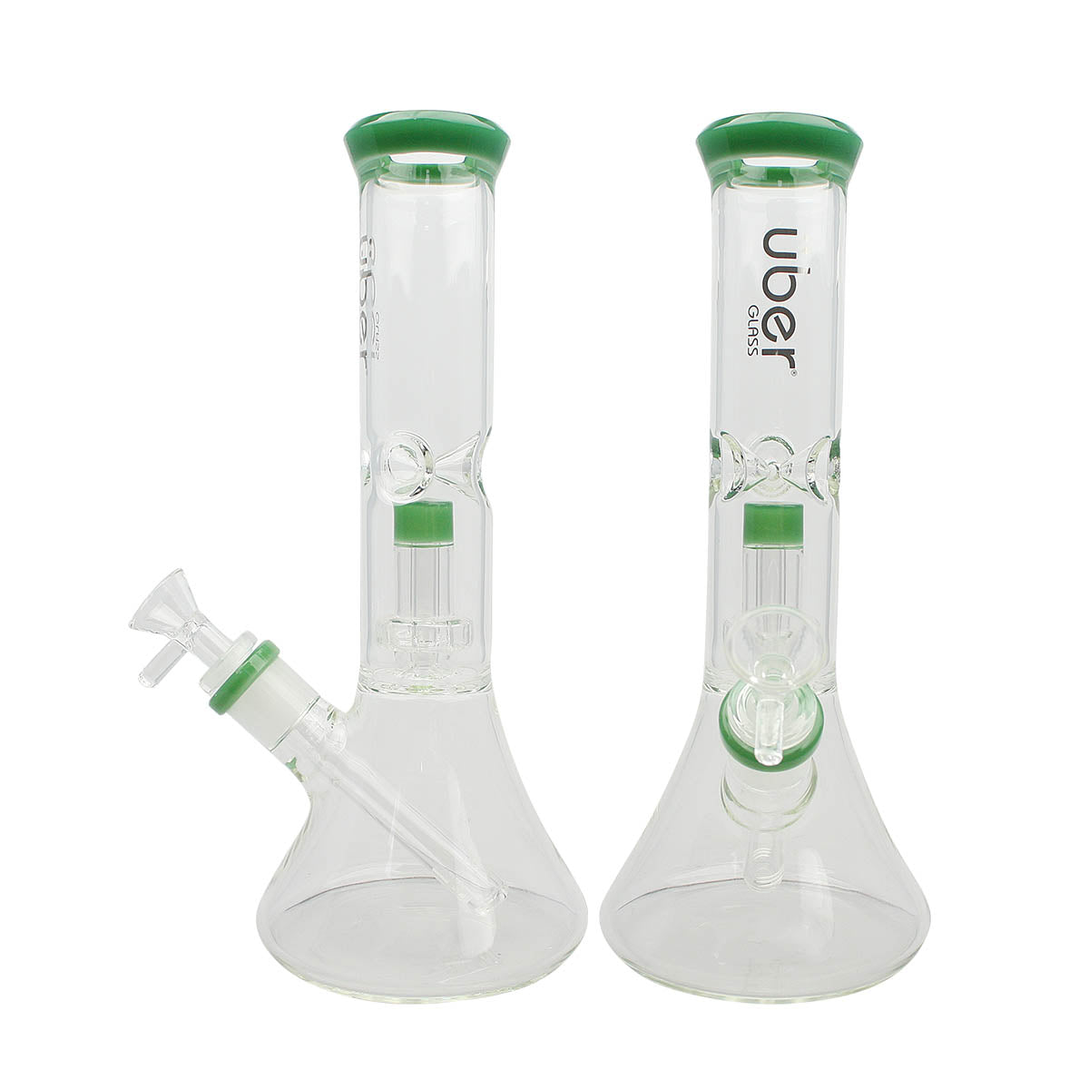 Uber 11" Beaker Waterpipe w/ Ice Pinch & Tree Perc Jade Green