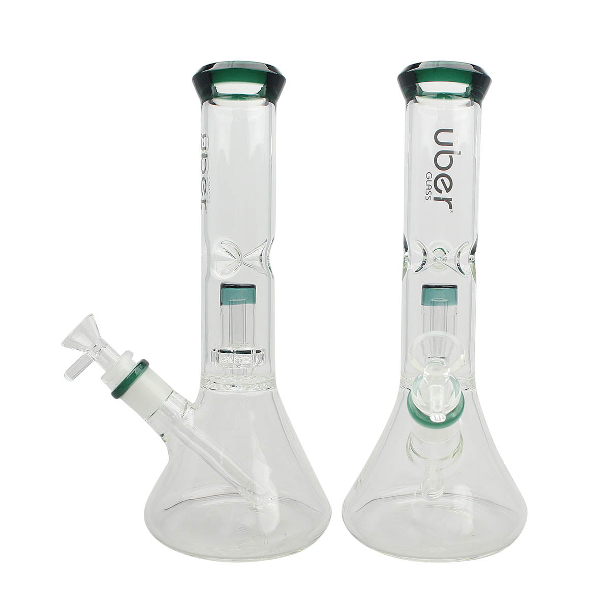 Uber 11" Beaker Waterpipe w/ Ice Pinch & Tree Perc Lake Green