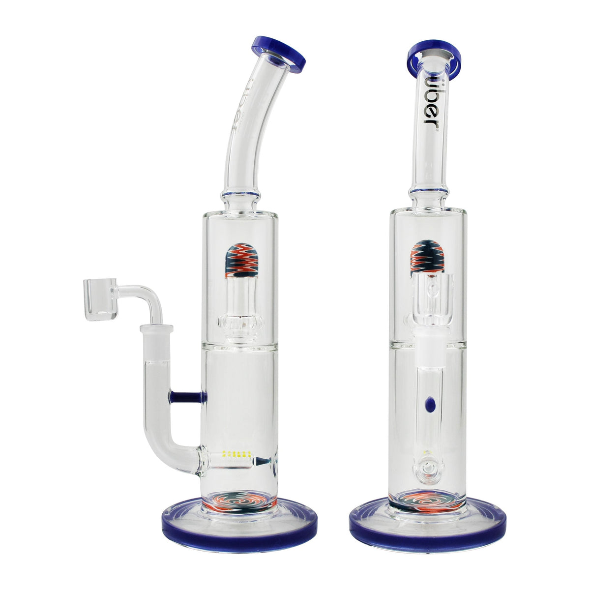 Uber 11.5" (4mm) Dual Perc Rig w/ Quartz Banger Blue