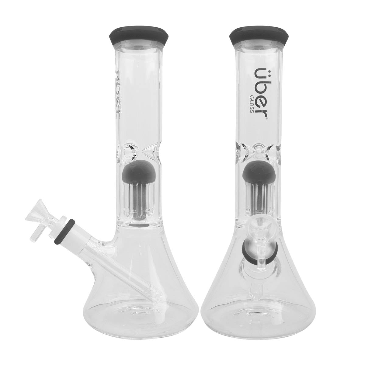 Uber 12" Beaker Waterpipe w/Ice Pinch & Tree Perc Black