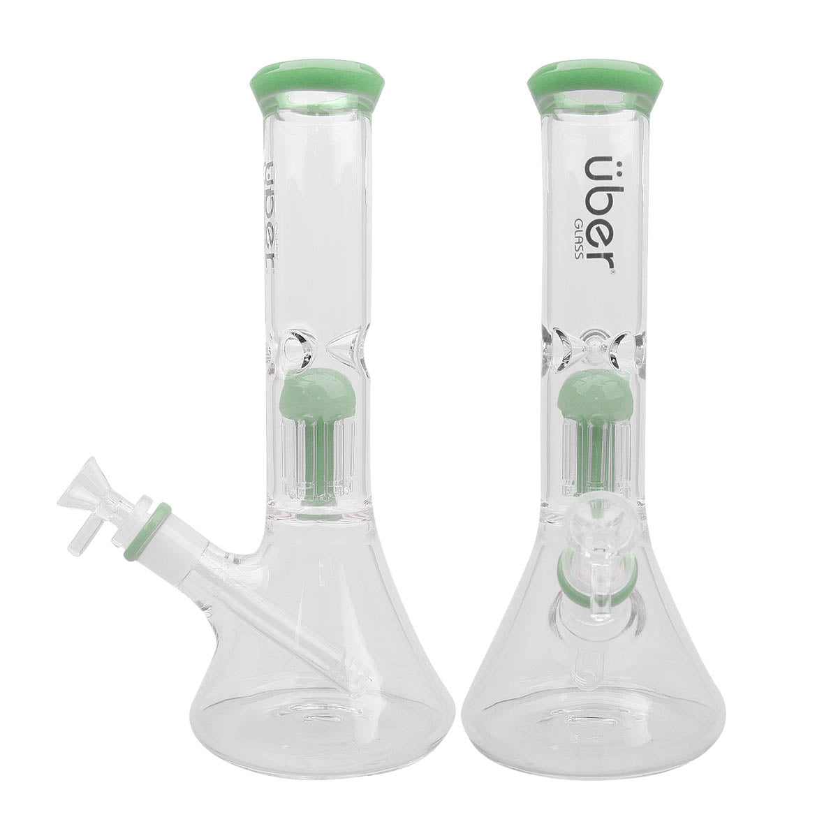 Uber 12" Beaker Waterpipe w/Ice Pinch & Tree Perc Jade Green