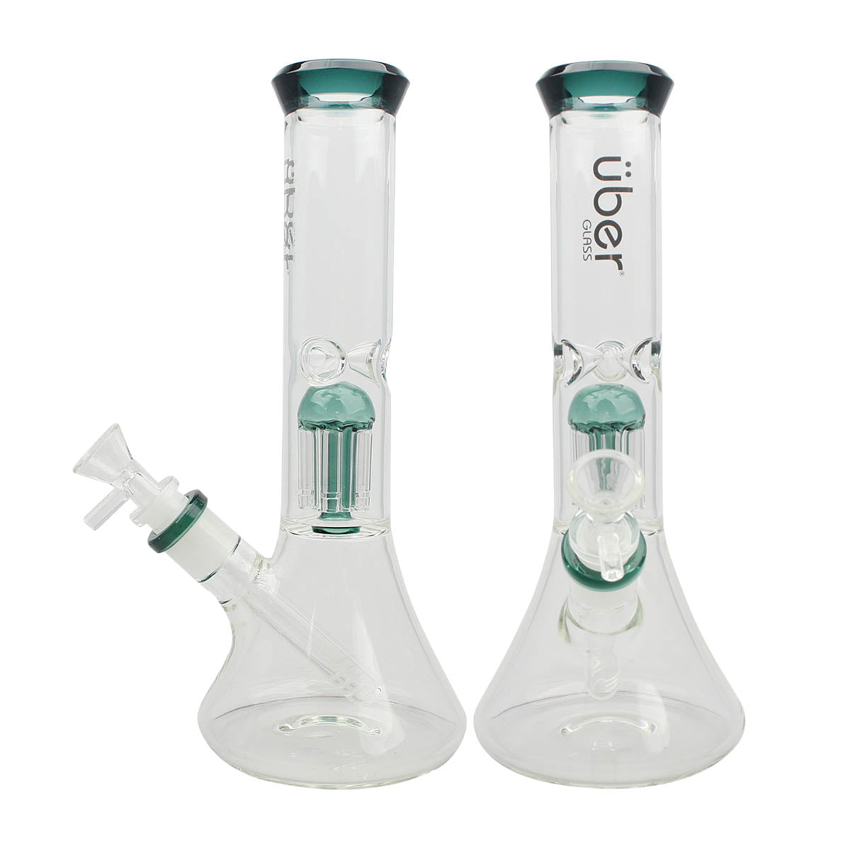 Uber 12" Beaker Waterpipe w/Ice Pinch & Tree Perc Lake Green