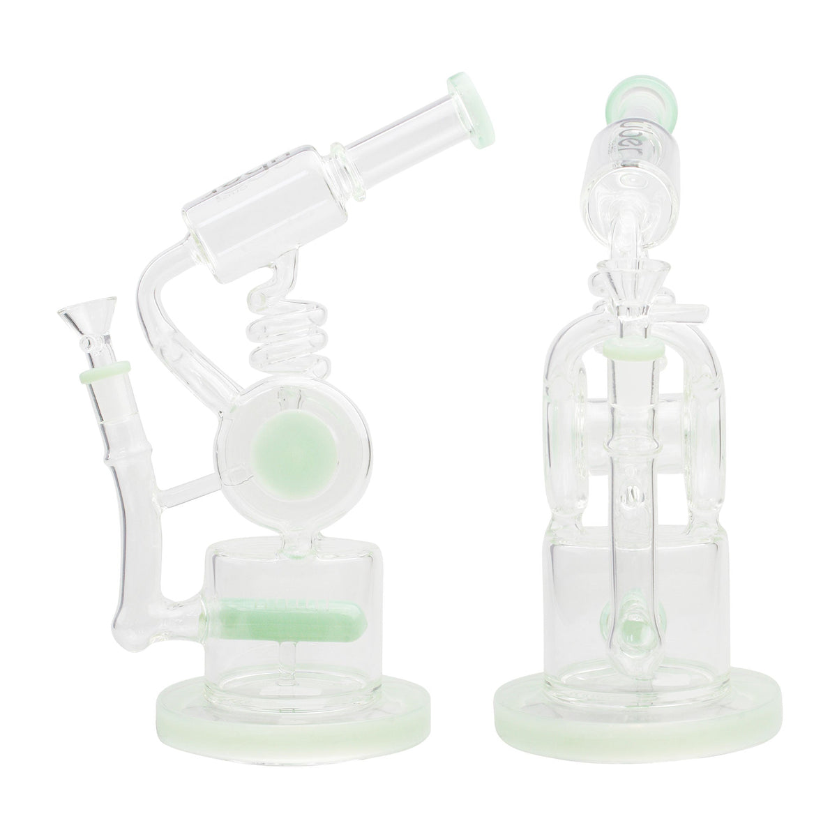 Uber 12" (5mm) Glass Recycler Waterpipe - Style 007 Green