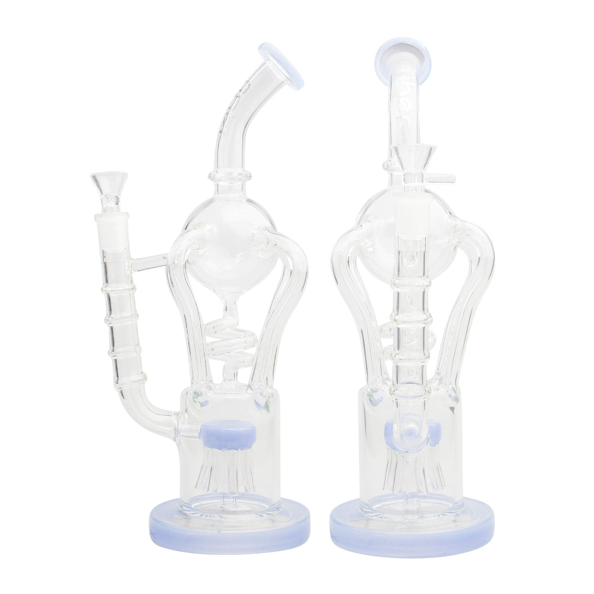 Uber 13" (5mm) Glass Recycler Waterpipe Jade Blue