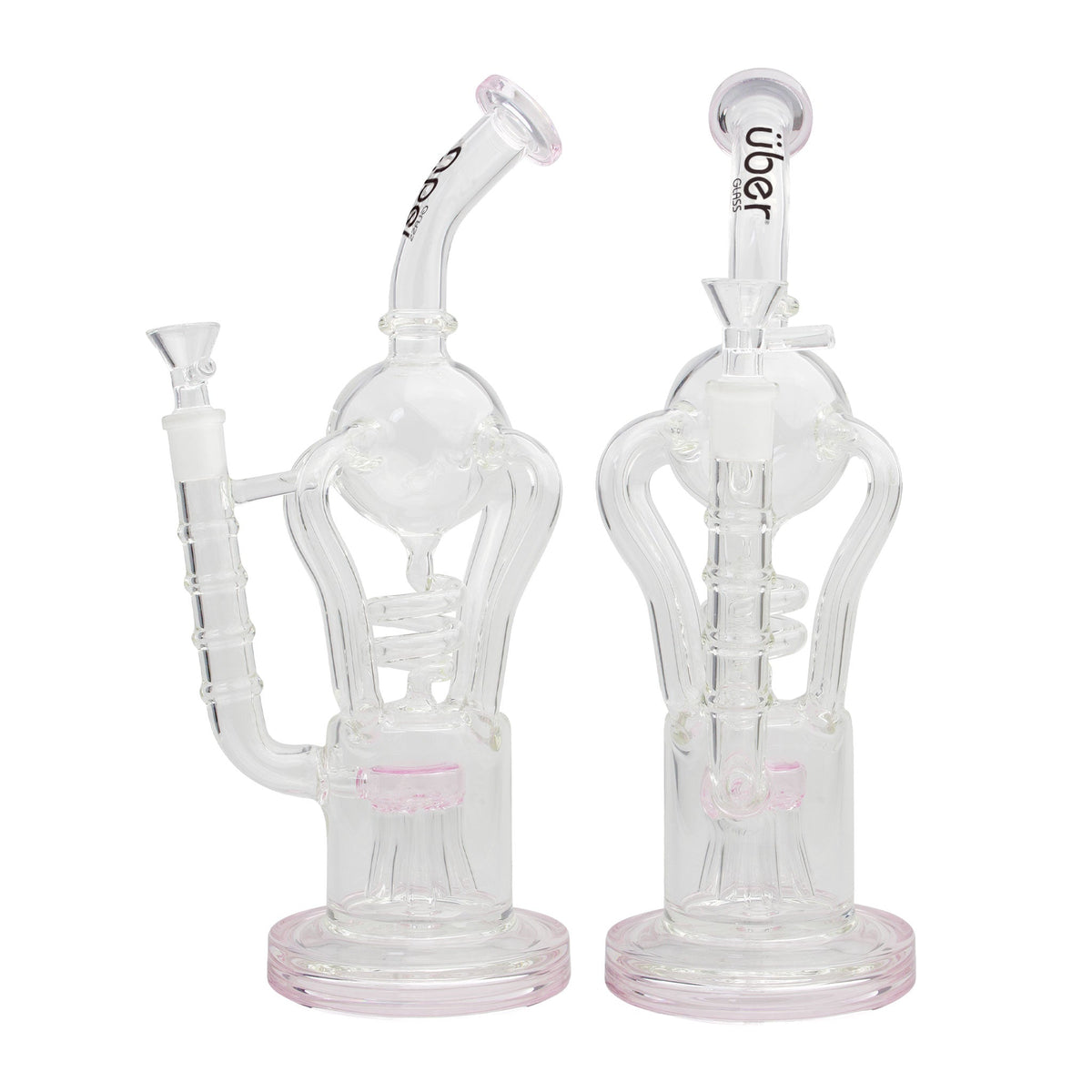 Uber 13" (5mm) Glass Recycler Waterpipe Pink