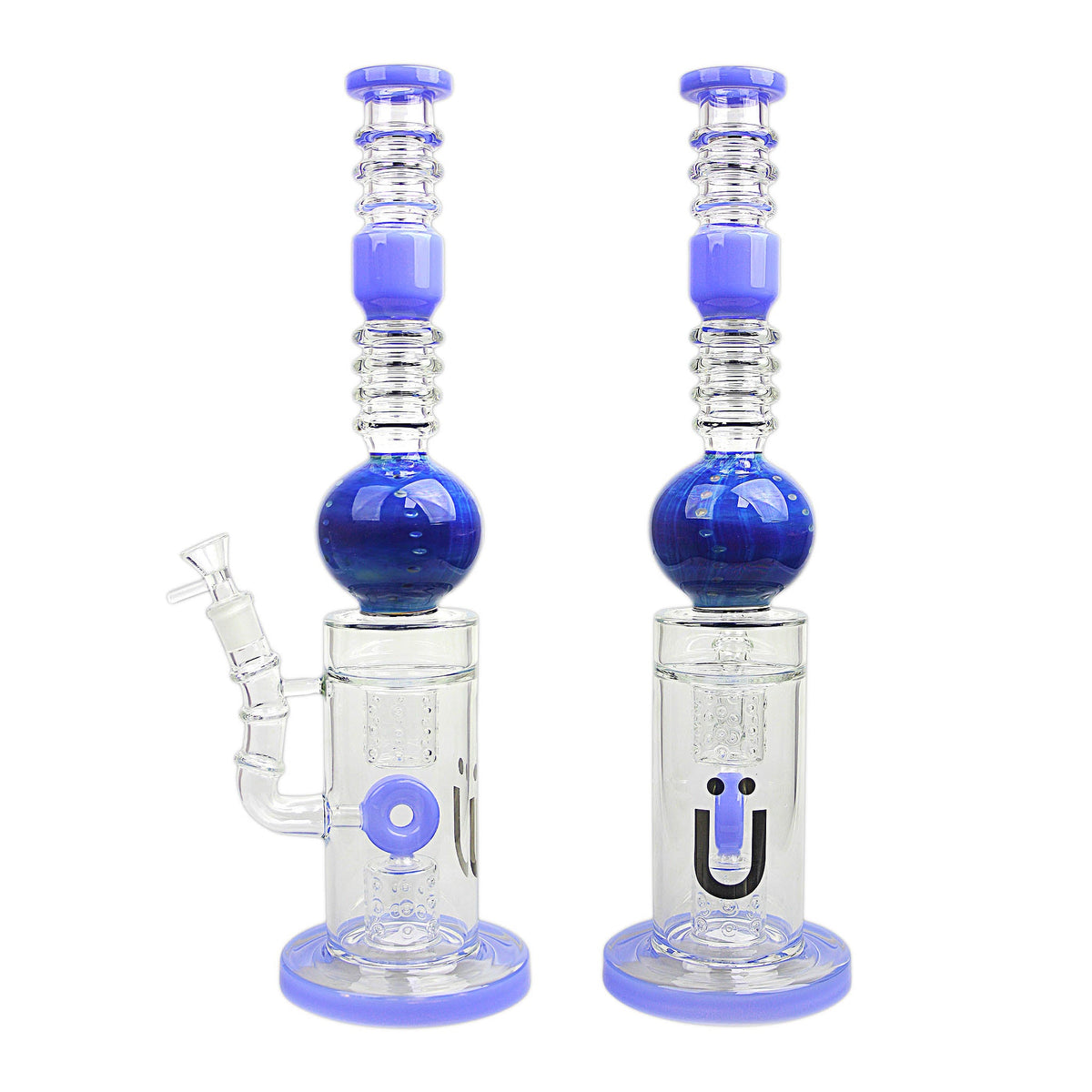 Uber 15" (5mm) Glass Recycler Waterpipe - Style 006 Jade Blue