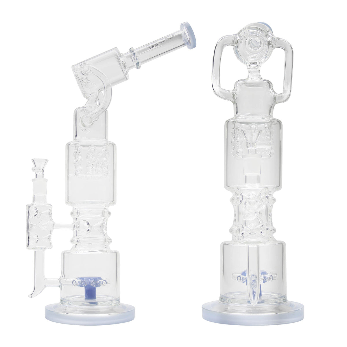Uber 16" (5mm) Glass Recycler Waterpipe - Style 003 Jade Blue