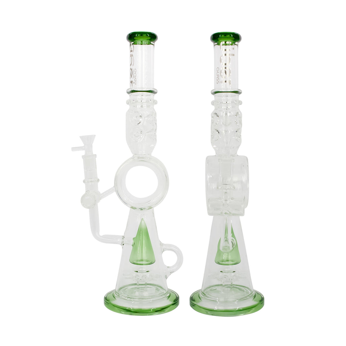 Uber 17" (5mm) Glass Recycler Waterpipe - Style 004 Green