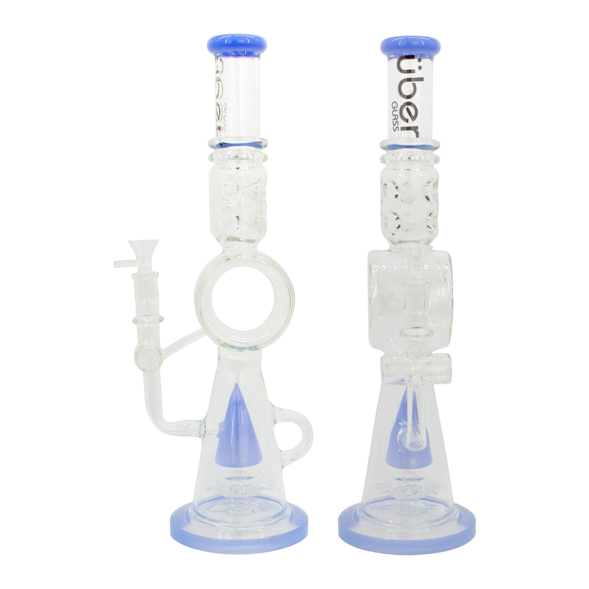 Uber 17" (5mm) Glass Recycler Waterpipe - Style 004 Jade Blue