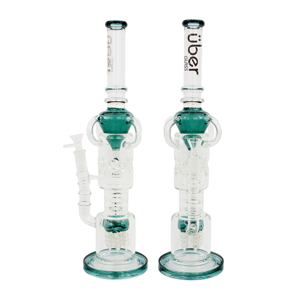 Uber 17" (5mm) Glass Recycler Waterpipe - Style 005 Lake Green