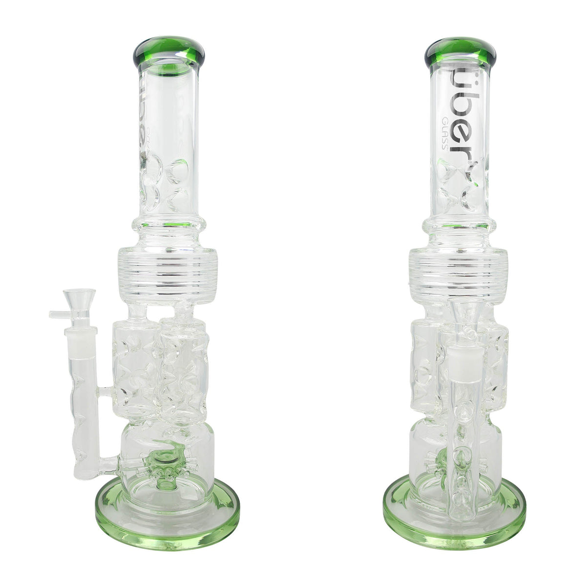 Uber 18" (5mm) Glass Recycler Waterpipe - Style 002 Green